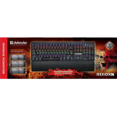 Tastatura Gaming Mecanica  DEFENDER REBORN GK-165DL RAINBOW