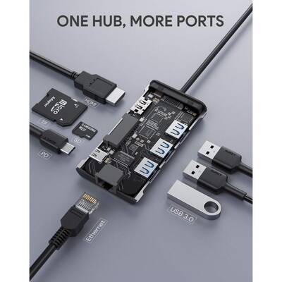Hub USB AUKEY CB-C91 5000 Mbit/s Black