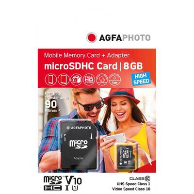 Card de Memorie AgfaPhoto MicroSDHC UHS-I 8GB High Speed Class 10 U1 + Adapter