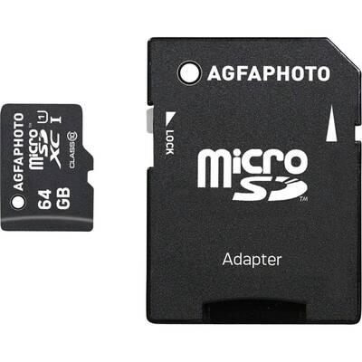 Card de Memorie AgfaPhoto MicroSDXC UHS-I   64GB High Speed Class 10 U1 + Adapter