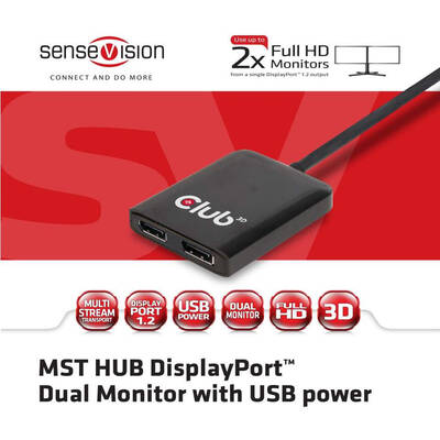 Adaptor CLUB 3D Club3D Multi Stream Transport Hub DisplayPort 1.2 Dual Monitor