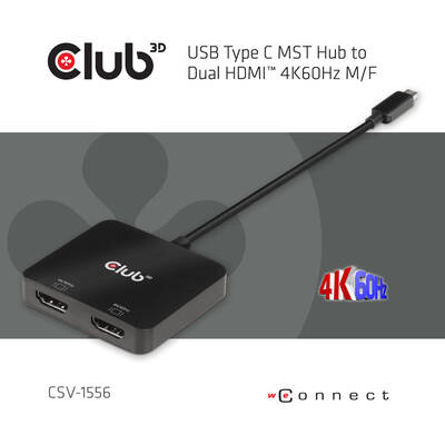 Adaptor CLUB 3D  USB tip C MST CLUB la HDMI dual 4K60Hz M/F