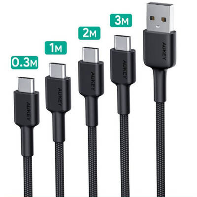 Aukey Cablu Date CB-CMD29 USB cable 2 m USB 3.2 Gen 1 (3.1 Gen 1) USB A USB C Black 2 pcs.