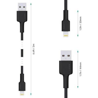 Aukey Cablu Date CB-AL05 Black Cable Quick Charge Lightning-USB | 2m | MFi Apple