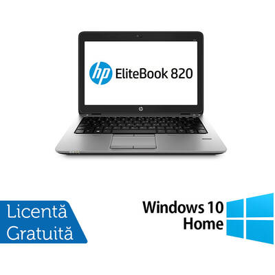 Laptop Laptop HP Elitebook 820 G2, Intel Core i5-5300U 2.30GHz, 4GB DDR3, 120GB SSD, 12.5 Inch, Webcam + Windows 10 Home