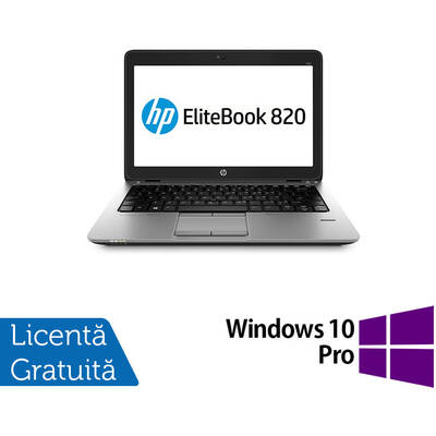 Laptop Laptop HP Elitebook 820 G2, Intel Core i5-5300U 2.30GHz, 4GB DDR3, 120GB SSD, 12.5 Inch, Webcam + Windows 10 Pro