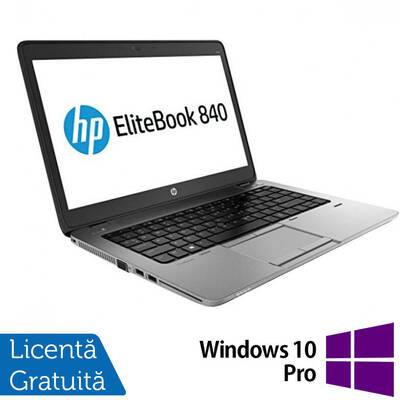 Laptop Laptop HP EliteBook 840 G1, Intel Core i5-4200U 1.60GHz, 4GB DDR3, 120GB SSD, 14 Inch, Webcam + Windows 10 Pro