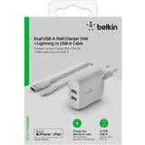 Dual USB-A incarcator, 24W incl. Lightning Cable 1m, white