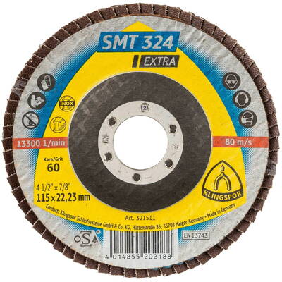 Klingspor Disc Polizare SMT 324 abrasive mop disc 115x22,23 mm Grain 60 curve