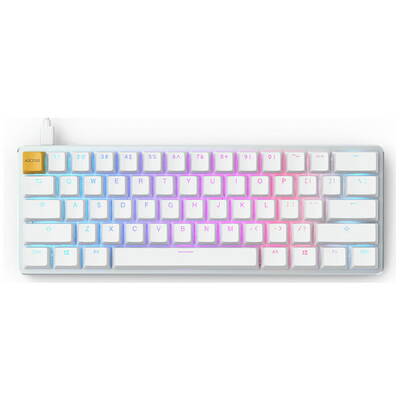 Tastatura Glorious Gaming PC Gaming Race GMMK Compact White Ice Edition Gateron Brown Mecanica