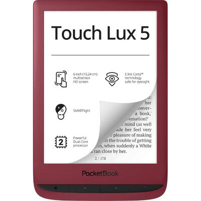 eBook Reader PocketBook Reader Touch Lux 5, 6inch, 8GB, Ruby Red