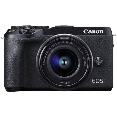 Canon Aparat foto Mirrorless EOS M6 II, 32.5 MP, 4K, Negru + Obiectiv 15-45mm