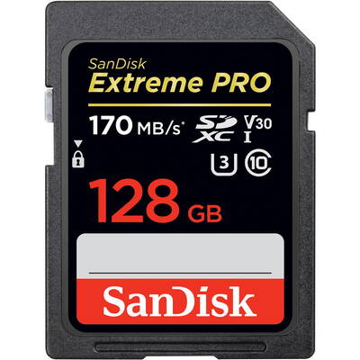 Card de Memorie Sandisk Extreme PRO SDXC 128GB R/W 170/90 MB/s C10, U3, V30