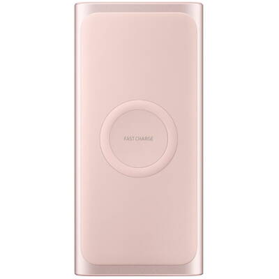 Baterie portabila QI Samsung Baterie externa EB-U1200, 10000 mAh, 1x USB, 1x USB-C, Wireless Qi, Quick Charge 2.0, Pink