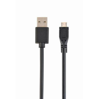 CABLU alimentare si date GEMBIRD, pt. smartphone, USB 2.0 (T) la Micro-USB 2.0 (T) (conector cu dubla fata),  1m, premium, conectori auriti, negru, "CC-mUSB2D-1M"