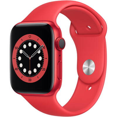 Smartwatch Apple Watch 6, Aluminium 44 mm, corp rosu, curea silicon, rosu, GPS + Cellular