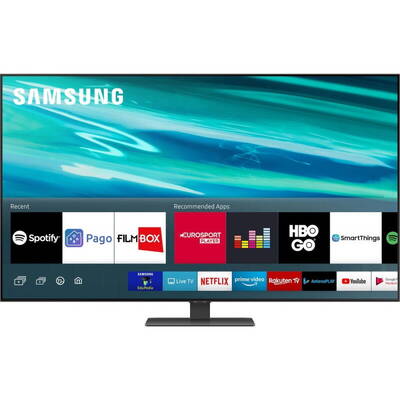 Televizor Samsung LED Smart TV QLED 55Q80A Seria Q80A 138cm argintiu-negru 4K UHD HDR