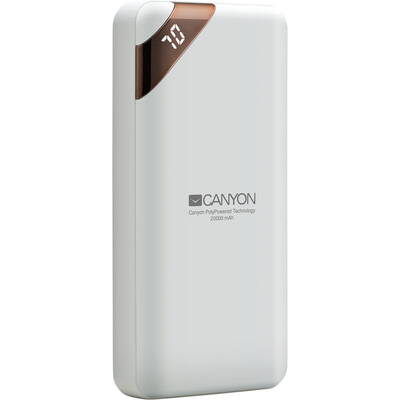CANYON Baterie externa CNE-CPBP20W, 20000mAh, 1x USB-C, 2x USB, White