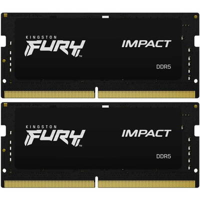 Memorie Laptop Kingston FURY Impact, 16GB, DDR5, 4800MHz, CL38, 1.1v, Dual Channel Kit