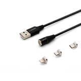 CL-152 Cablu USB 1 m USB 2.0 USB C Micro USB A/Lightning Black