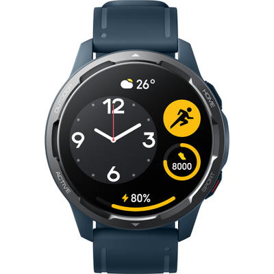 Smartwatch Xiaomi Watch S1 Active, display AMOLED, curea silicon albastra, Wi-Fi, Bluetooth, GPS + monitorizare SpO2 si ritm cardiac, autonomie pana la 12 zile