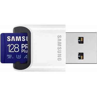 Card de Memorie Samsung Micro SDXC PRO Plus (2021) UHS-I U3 Clasa 10 128GB + Cititor card