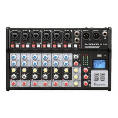 Generic Mixer 8 canale RH SOUND SE8 ME,  6 mono + 1 stereo) cu player si recorder USB, Bluetooth