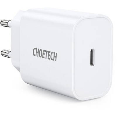 choetech Încărcător de voiaj USB Type C, 20W, Power Delivery, 3A, Alb