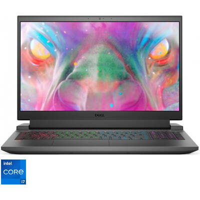 Laptop Dell Gaming 15.6'' G15 5511, FHD 120Hz, Procesor Intel Core i7-11800H (24M Cache, up to 4.60 GHz), 16GB DDR4, 512GB SSD, GeForce RTX 3060 6GB, Linux, Dark Shadow Grey, 3Yr BOS