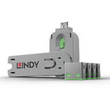 Adaptor Lindy Dispozitiv blocare port USB tip A, 4 bucati + cheie, verde