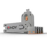 Adaptor Lindy Dispozitiv blocare port USB tip A, 4 bucati + cheie, portocaliu