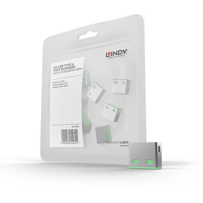 Adaptor Lindy Dispozitiv blocare port USB tip A, 10 bucati (fara cheie), verde