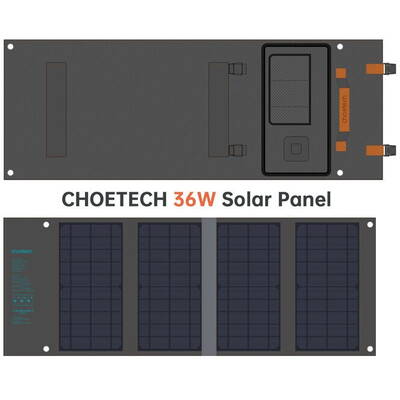 incarcator solar pliabil Choetech solar PV 36W incarcare rapida Livrare energie USB / USB tip C (94 x 36 cm) gri (SC006)