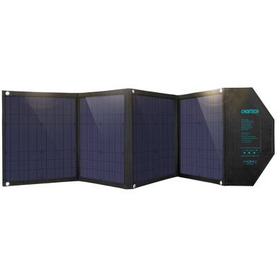 incarcator solar pliabil mare Choetech 80W solar fotovoltaic USB tip C (livrare energie) / 2x USB (incarcare rapida / 2,4A) (158 x 41 cm) negru (SC007)