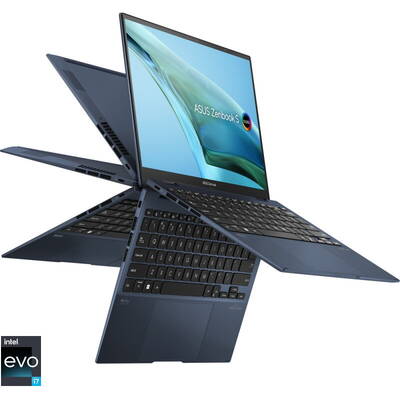 Ultrabook Asus 13.3'' Zenbook S 13 Flip OLED UP5302ZA, 2.8K Touch, Procesor Intel Core i7-1260P (18M Cache, up to 4.70 GHz), 16GB DDR5, 1TB SSD, Intel Iris Xe, Win 11 Home, Ponder Blue