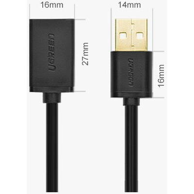 Adaptor UGREEN cablu USB (fema) - USB (tata) 2m negru