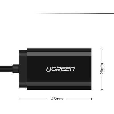 Placa de Sunet UGREEN externa USB - mini mufa de 3,5 mm 15 cm negru