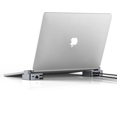 Hub USB Joyroom multifunctional USB tip C - USB 3.0 / RJ45 / HDMI / USB tip C / Thunderbolt pentru MacBook Pro gri