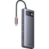 Metal Gleam Series HUB 9 in 1 USB tip C - 2 x HDMI / 2 x USB 3.2 Gen. 1/1 x USB 2.0 / 1 x Power Delivery / 1 x cititor de card SD / 1 x cititor de card TF / 1 x RJ-45 gri