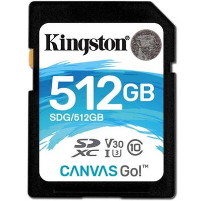 Card de Memorie Kingston SDXC Canvas Go UHS-I U3 Class 10 90R 512GB + Adaptor