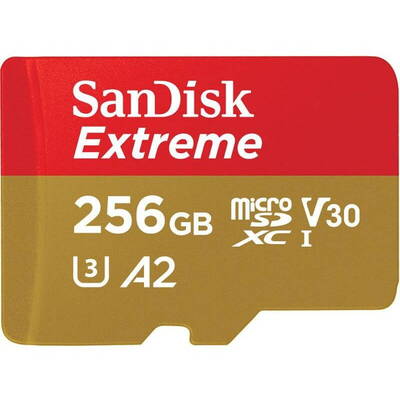 Card de Memorie SanDisk Micro SDXC Extreme 256GB UHS-I U3 V30 Class 10 160 MB/s + Adaptor SD Mobile