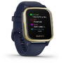 Smartwatch Garmin Venu Sq Music Edition, aluminiu auriu, curea silicon albastru inchis