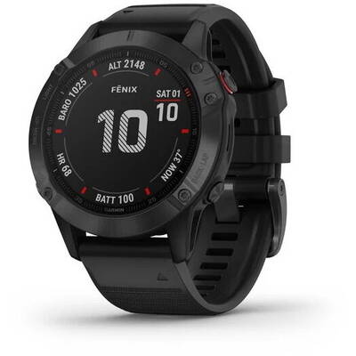 Smartwatch Garmin Fenix 6S PRO, 47 mm, negru, curea silicon negru