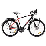 Pegas Bicicleta Calator, cadru aluminiu 19inch, 24 viteze, roti 28inch, culoare negru cu portocaliu