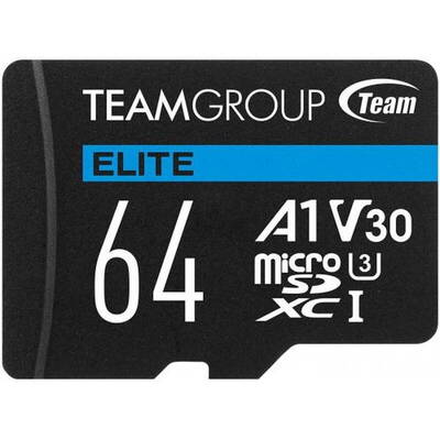 Card de Memorie TEAMGROUP Micro SDXC Elite A1 V30 64GB + Adaptor