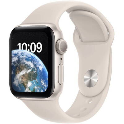 Smartwatch Apple Watch SE2, 40mm Aluminium Starlight cu Starlight Sport Band Regular + GPS
