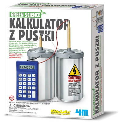4m Green Science calculator with cans