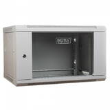 Wall mount cabinet 19 6U 368/600/450mm, glass door, grey (RAL 7035) 