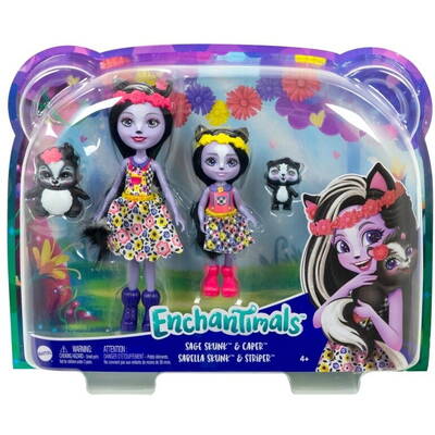 MATTEL Dolls Enchantimals Sage Skunk and Sabella dolls sisters