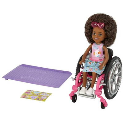 MATTEL Barbie Chelsea Wheelchair Brown Hair HGP29